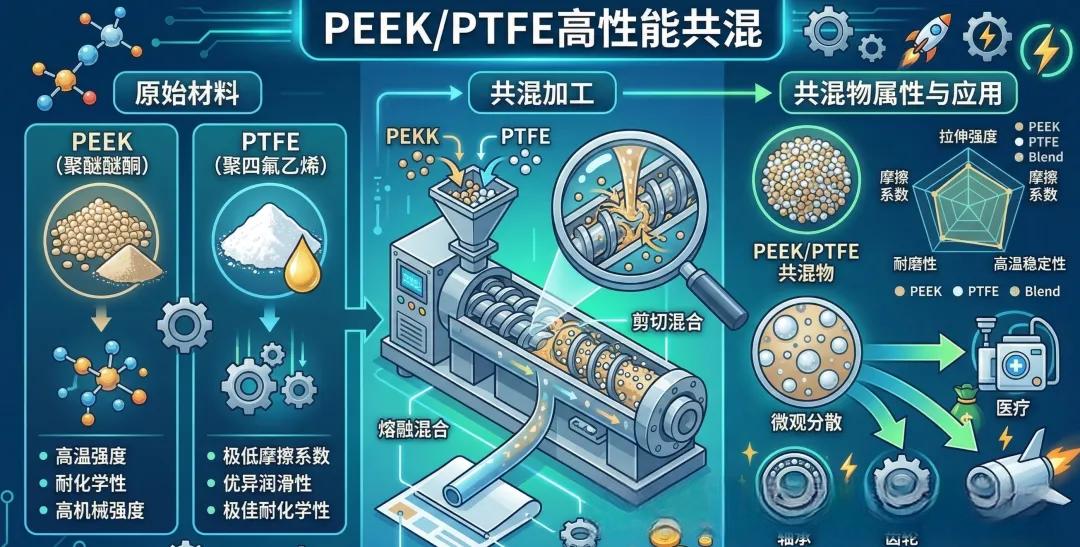 PEEK共混PTFE的定位——高溫自潤滑耐磨復(fù)合材料